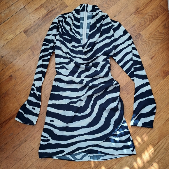 H&M Zebra Print Long Sleeve Dress Sz Small - Picture 2 of 7